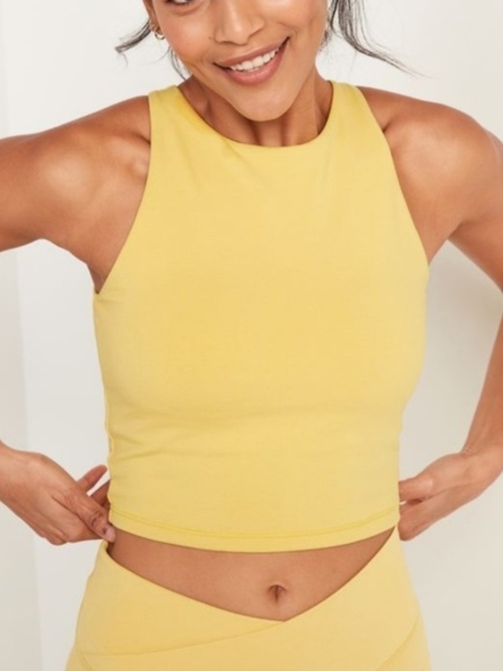 Sleeveless Yellow Crop Tank Top - Women